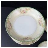 Nippon Hand Painted Teacups & Saucers Floral Border - 4 Cups, 4 Saucers, 8 Bowls