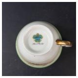 Nippon Hand Painted Teacups & Saucers Floral Border - 4 Cups, 4 Saucers, 8 Bowls