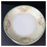 Nippon Hand Painted Teacups & Saucers Floral Border - 4 Cups, 4 Saucers, 8 Bowls