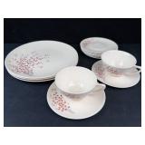Edwin Knowles Lacquer Blossom Dinnerware Set - 13-Piece, 2 Teacups, 8 Saucers, 3 Plates