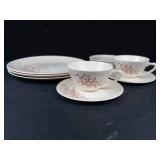 Edwin Knowles Lacquer Blossom Dinnerware Set - 13-Piece, 2 Teacups, 8 Saucers, 3 Plates