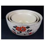 Hall Red Poppy Mixing Bowls - 3-Piece Vintage Ceramic Set
