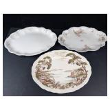 J&G Meakin Olde Avon Dale Platter - Homer Laughlin Hudson Plate - Pink Rose Scalloped Edge Platter