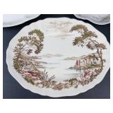 J&G Meakin Olde Avon Dale Platter - Homer Laughlin Hudson Plate - Pink Rose Scalloped Edge Platter