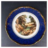 J.K. Bavaria Plate - Scenic Transfer, Deep Blue Rim - Western Germany