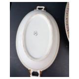 Feldta China Germany Lidded Oval Tureen - Matching Underplate, Gold Handles