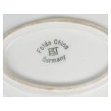 Feldta China Germany Lidded Oval Tureen - Matching Underplate, Gold Handles