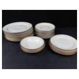 Empire 518 Bavaria Dinnerware Set - 22 Pieces, White Porcelain with Gold Trim