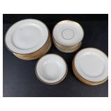 Empire 518 Bavaria Dinnerware Set - 22 Pieces, White Porcelain with Gold Trim