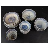 Blue & White Dragon Teacups & Bowls - Miniature Chinese Porcelain (Made in China)