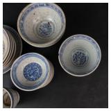 Blue & White Dragon Teacups & Bowls - Miniature Chinese Porcelain (Made in China)