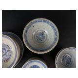 Blue & White Dragon Teacups & Bowls - Miniature Chinese Porcelain (Made in China)