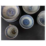 Blue & White Dragon Teacups & Bowls - Miniature Chinese Porcelain (Made in China)