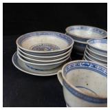 Blue & White Dragon Teacups & Bowls - Miniature Chinese Porcelain (Made in China)