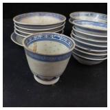 Blue & White Dragon Teacups & Bowls - Miniature Chinese Porcelain (Made in China)