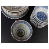 Blue & White Dragon Teacups & Bowls - Miniature Chinese Porcelain (Made in China)