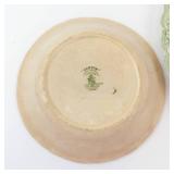 Sandon Royal Premier Semi-Porcelain Green Transfer Plate and Bowl (Lot of 2)