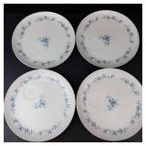 Vintage Luncheon Snack Plates - Made in Japan, Blue Floral Pattern, Set of 4