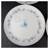 Vintage Luncheon Snack Plates - Made in Japan, Blue Floral Pattern, Set of 4