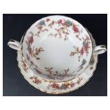 Minton Teacup & 7 Saucers - Floral Pattern, Gold Trim, Bone China