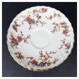 Minton Teacup & 7 Saucers - Floral Pattern, Gold Trim, Bone China