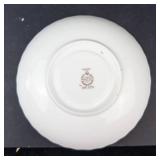 Minton Teacup & 7 Saucers - Floral Pattern, Gold Trim, Bone China