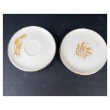 Golden Wheat Saucers & Plates - 4 Teacup Saucers & 3 Plates