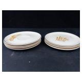 Golden Wheat Saucers & Plates - 4 Teacup Saucers & 3 Plates