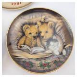 Porcelain Plates - Hummel Umbrella Boy 1981; Enesco E2360 Fruit Dish 7in; Bedtime Prayer Plate; Bedtime Story Plate (Lot of 4)