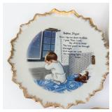 Porcelain Plates - Hummel Umbrella Boy 1981; Enesco E2360 Fruit Dish 7in; Bedtime Prayer Plate; Bedtime Story Plate (Lot of 4)