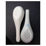 Porcelain Spoons - Blue & White Delft-Style (8) and Floral Purple Flower Spoons (6)