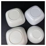 White Ceramic Bowls Set - 4 Bowls Mixed Square and Round Shapes