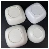 White Ceramic Bowls Set - 4 Bowls Mixed Square and Round Shapes