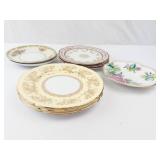 Assorted Bone China Plates - Royal Stafford, Rosina, Meito, Austria - Floral & Gold