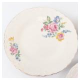 Floral Porcelain Dinnerware Set - 3 Rose Pattern Plates & Bowls with Gold Rim