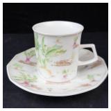 Maple White China Teacup & Saucer - Floral Botanical Transfer