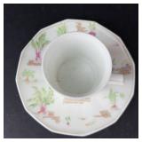 Maple White China Teacup & Saucer - Floral Botanical Transfer