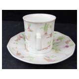 Maple White China Teacup & Saucer - Floral Botanical Transfer