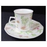 Maple White China Teacup & Saucer - Floral Botanical Transfer
