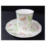 Maple White China Teacup & Saucer - Floral Botanical Transfer
