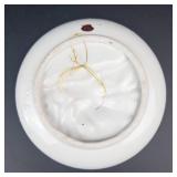 Vintage Japan Porcelain Wall Plates - 3D Baby in Bed Relief, Pink & Blue Borders, 2-Piece Set