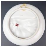 Vintage Japan Porcelain Wall Plates - 3D Baby in Bed Relief, Pink & Blue Borders, 2-Piece Set