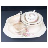 Paramount Ivory Pink Floral 6-Piece Dinnerware Set - 1 Bowl Broken