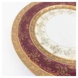 Bohemia Porcelain Plate Made in Czechoslovakia with Gold Filigree on Burgundy Rim