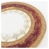 Bohemia Porcelain Plate Made in Czechoslovakia with Gold Filigree on Burgundy Rim