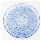 Blue Pressed Glass Plates - Radiating Sunburst Pattern (Lot of 2)