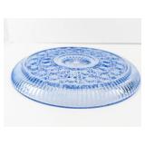 Blue Pressed Glass Plates - Radiating Sunburst Pattern (Lot of 2)