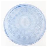 Blue Pressed Glass Plates - Radiating Sunburst Pattern (Lot of 2)