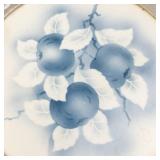 Blue Apple/Blueberry Motif Serving Bowl - Vintage 1926 Porcelain Germany, Pierced Rim