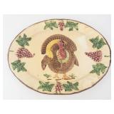 Turkey Motif Ceramic Plate with Grapevine Border - Made in Canada